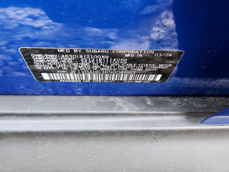Продаж на аукціоні авто 2024 Subaru Wrx, vin: JF1VBAH63R9804693, номер лоту: 47470146