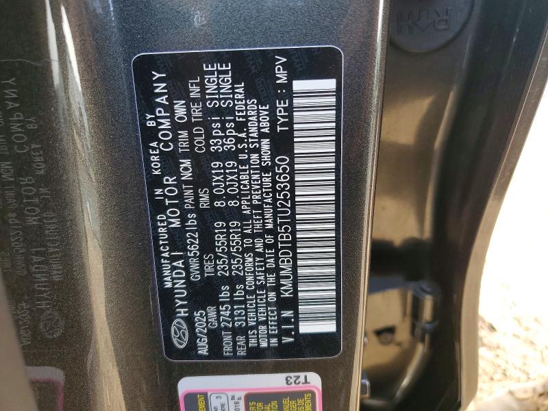 47646666 :رقم المزاد ، KMUMBDTB5TU253650 vin ، 2026 Genesis Gv70 مزاد بيع