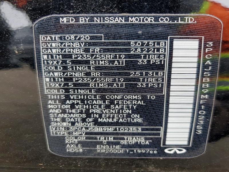 Продаж на аукціоні авто 2021 Infiniti Qx50, vin: 3PCAJ5BB9MF102353, номер лоту: 45929276