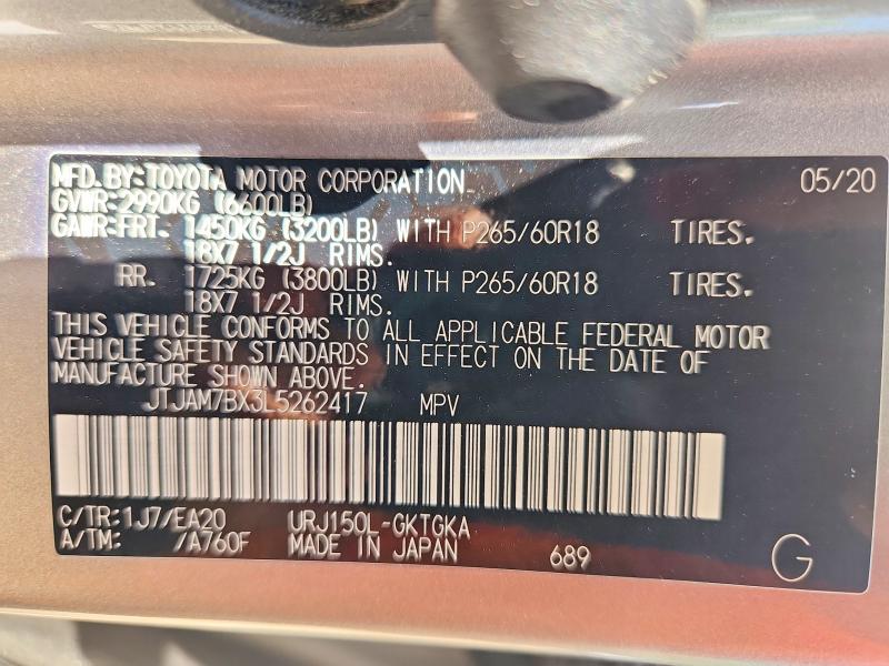 Продаж на аукціоні авто 2020 Lexus Gx 460, vin: JTJAM7BX3L5262417, номер лоту: 47610646