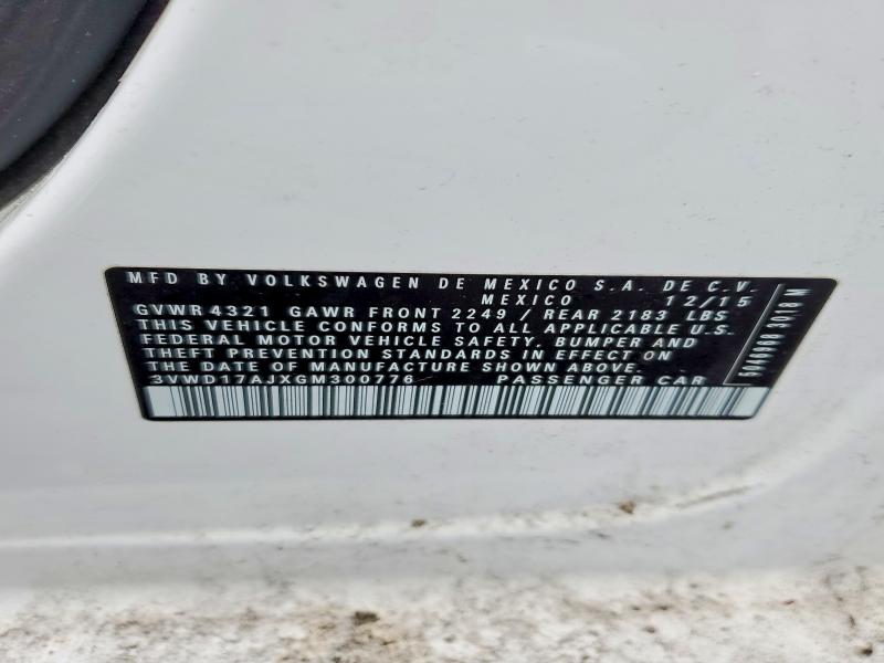 Aukcja sprzedaży 2016 Volkswagen Jetta, vin: 3VWD17AJXGM300776, numer aukcji: 46016756