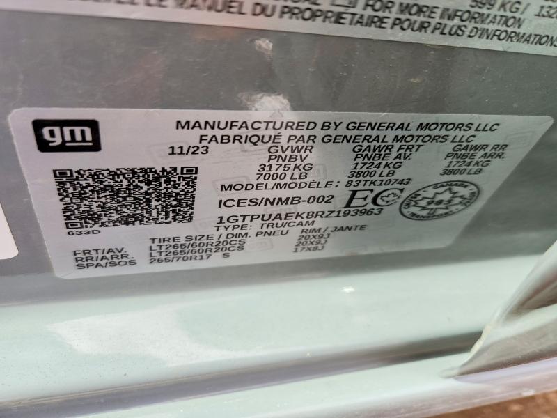 Aukcja sprzedaży 2024 Gmc Sierra, vin: 1GTPUAEK8RZ193963, numer aukcji: 46122156