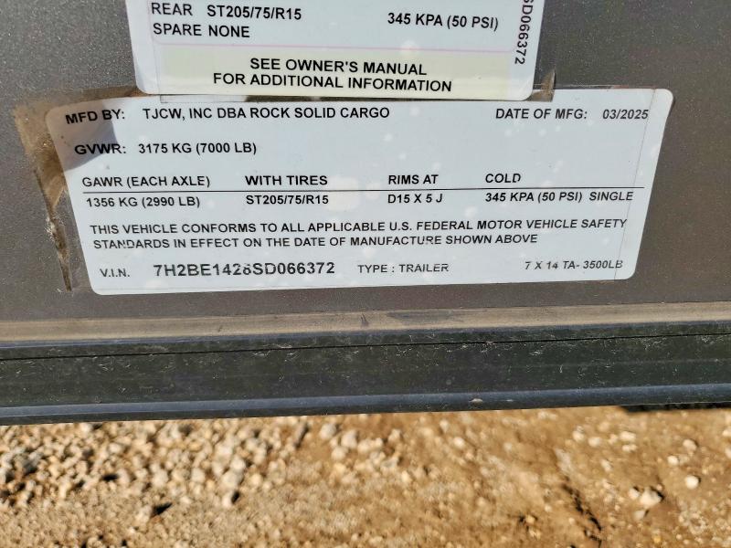 Продажа на аукционе авто 2025 Rock Solid Carg Unknown, vin: 7H2BE1428SD066372, номер лота: 46085856