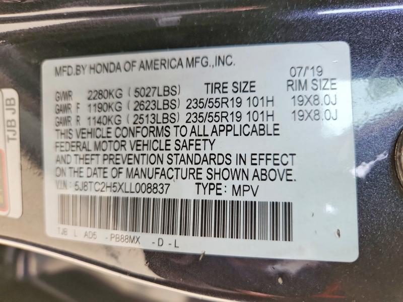 45944426 :رقم المزاد ، 5J8TC2H5XLL008837 vin ، 2020 Acura Rdx مزاد بيع