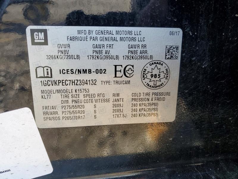 Продажа на аукционе авто 2017 Chevrolet Silverado, vin: 1GCVKPEC7HZ394132, номер лота: 46812086