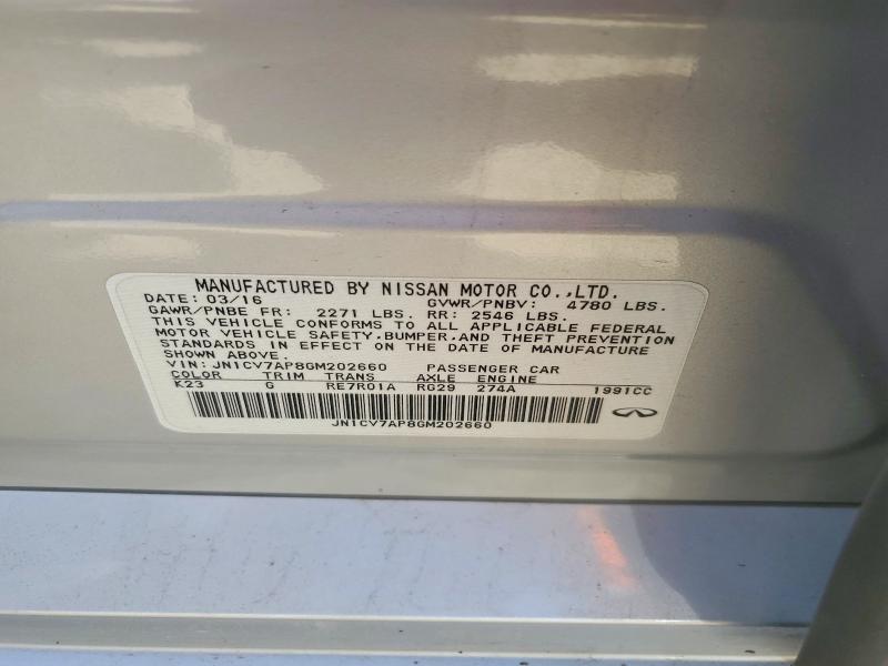 Продаж на аукціоні авто 2016 Infiniti Q50, vin: JN1CV7AP8GM202660, номер лоту: 46745036
