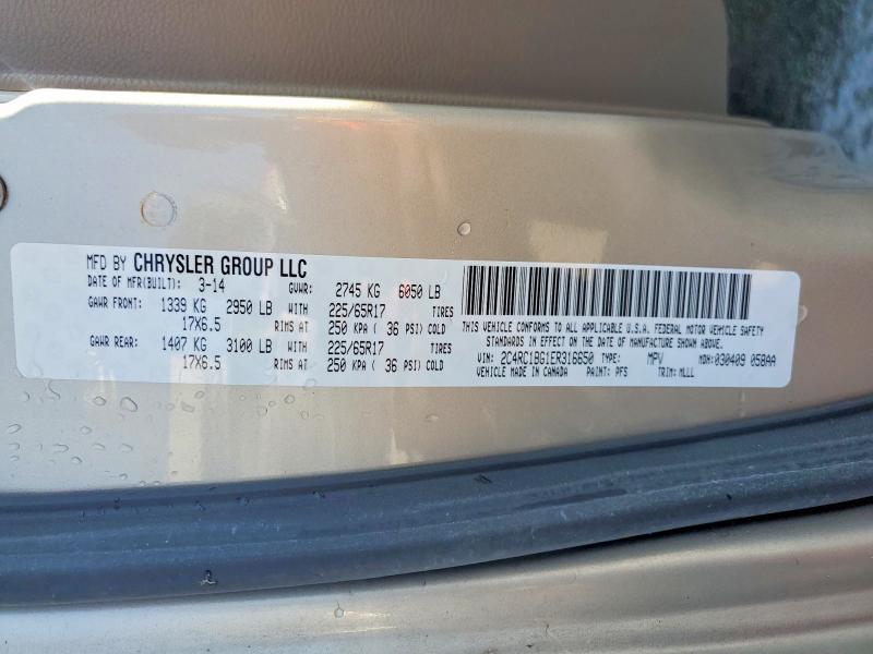 2014 Chrysler Town & Country მანქანა იყიდება აუქციონზე, vin: 2C4RC1BG1ER316650, აუქციონის ნომერი: 46264136