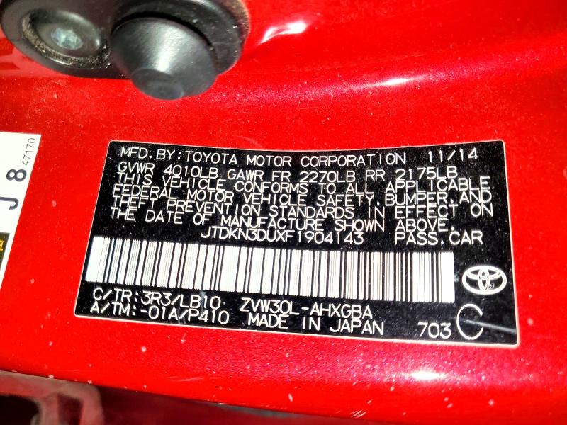 Продаж на аукціоні авто 2015 Toyota Prius, vin: JTDKN3DUXF1904143, номер лоту: 47892616