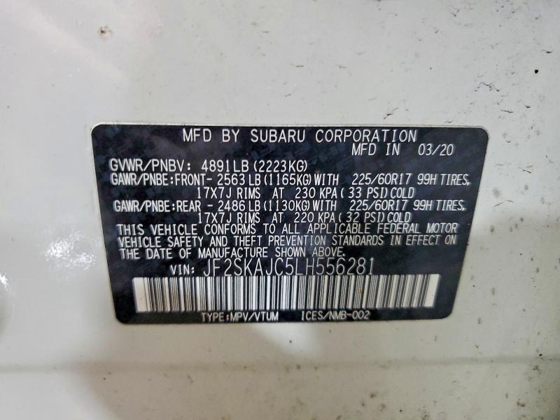 Продажа на аукционе авто 2020 Subaru Forester, vin: JF2SKAJC5LH556281, номер лота: 77742185