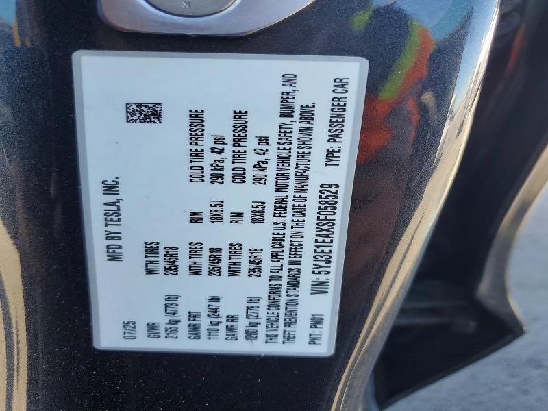 Aukcja sprzedaży 2025 Tesla Model 3, vin: 5YJ3E1EAXSF058529, numer aukcji: 46957576