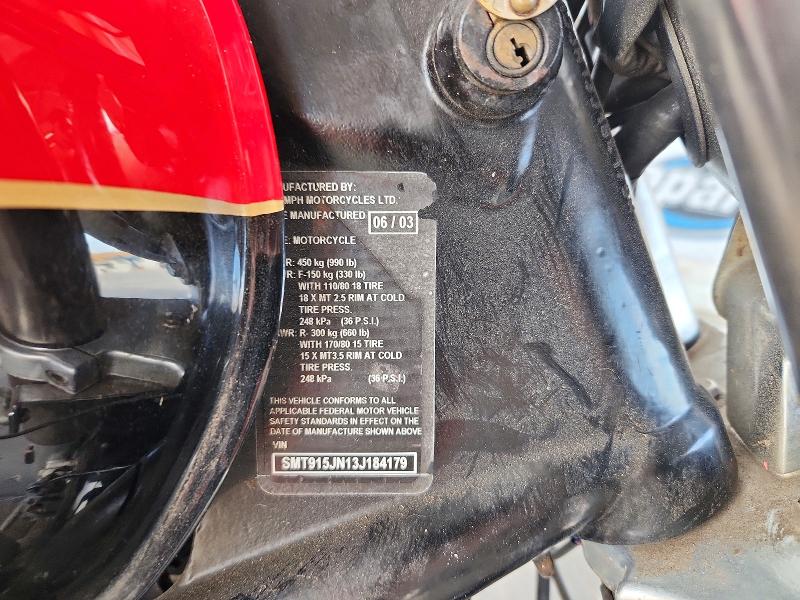 Aukcja sprzedaży 2003 Triumph Motorcycle Speed, vin: SMT915JN13J184179, numer aukcji: 78910805