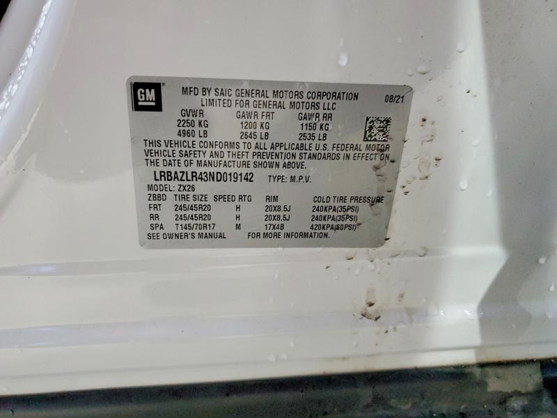 2022 Buick Envision მანქანა იყიდება აუქციონზე, vin: LRBAZLR43ND019142, აუქციონის ნომერი: 79548735