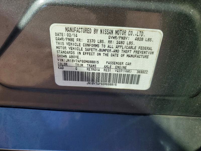 Продажа на аукционе авто 2014 Infiniti Q50, vin: JN1BV7AP6EM688815, номер лота: 45863406