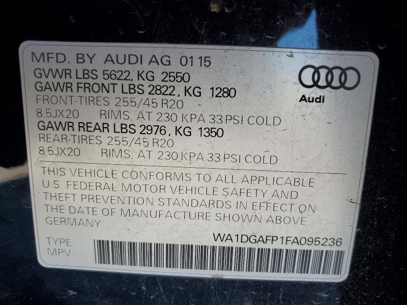 2015 Audi Q5 მანქანა იყიდება აუქციონზე, vin: WA1DGAFP1FA095236, აუქციონის ნომერი: 46943676