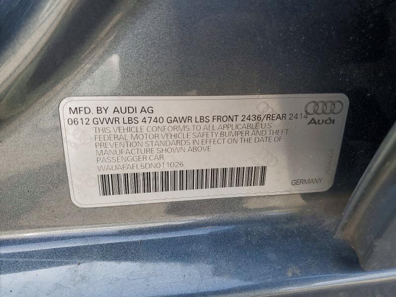 46584216 :رقم المزاد ، WAUAFAFL5DN011026 vin ، 2013 Audi A4 مزاد بيع