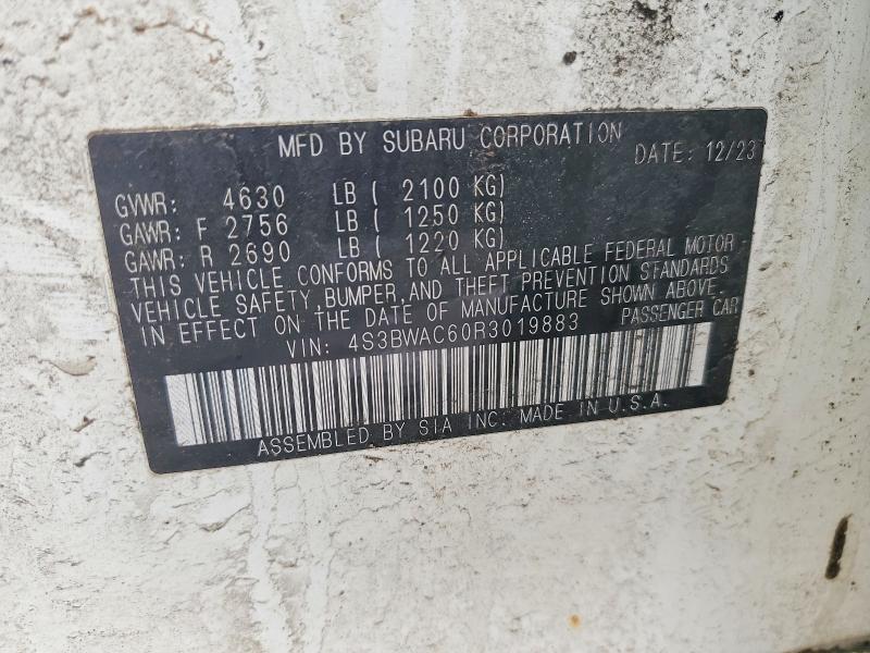 46599086 :رقم المزاد ، 4S3BWAC60R3019883 vin ، 2024 Subaru Legacy مزاد بيع