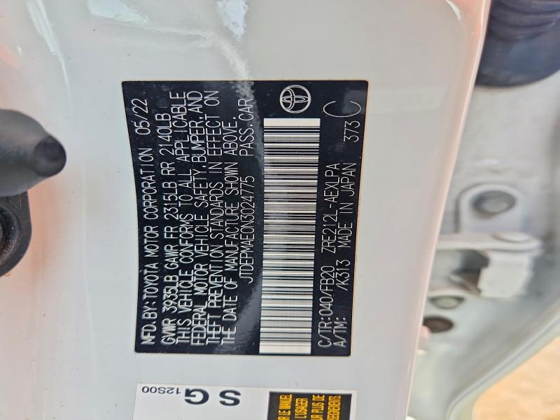 41624746 :رقم المزاد ، JTDEPMAE0N3024775 vin ، 2022 Toyota Corolla مزاد بيع