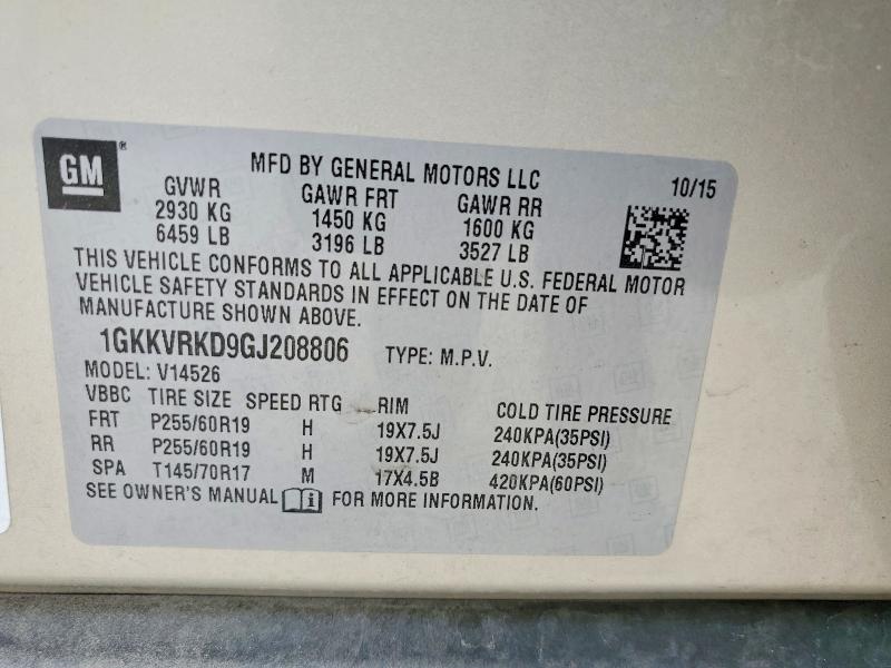 2016 Gmc Acadia მანქანა იყიდება აუქციონზე, vin: 1GKKVRKD9GJ208806, აუქციონის ნომერი: 48124086