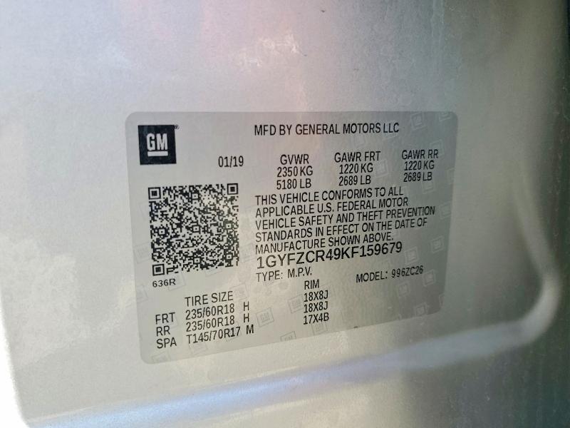 41826476 :رقم المزاد ، 1GYFZCR49KF159679 vin ، 2019 Cadillac Xt4 مزاد بيع