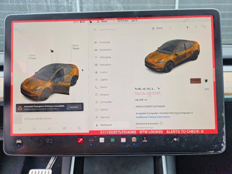 79654215 :رقم المزاد ، 5YJYGDEF7LF014065 vin ، 2020 Tesla Model Y مزاد بيع