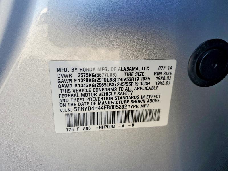 Aukcja sprzedaży 2015 Acura Mdx, vin: 5FRYD4H44FB005202, numer aukcji: 46738306