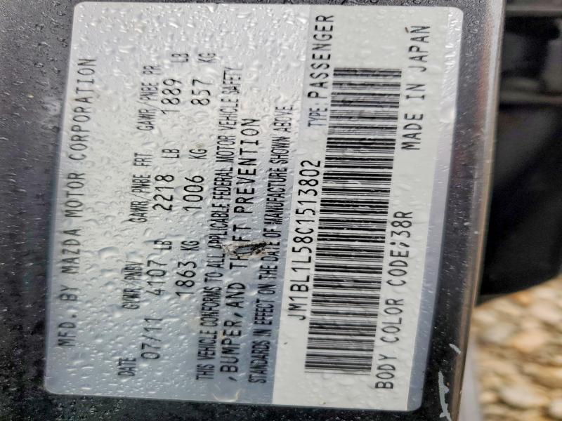 Aukcja sprzedaży 2012 Mazda 3, vin: JM1BL1L58C1513802, numer aukcji: 79311895