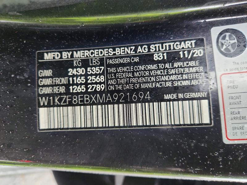 Продаж на аукціоні авто 2021 Mercedes-benz E, vin: W1KZF8EBXMA921694, номер лоту: 79130145