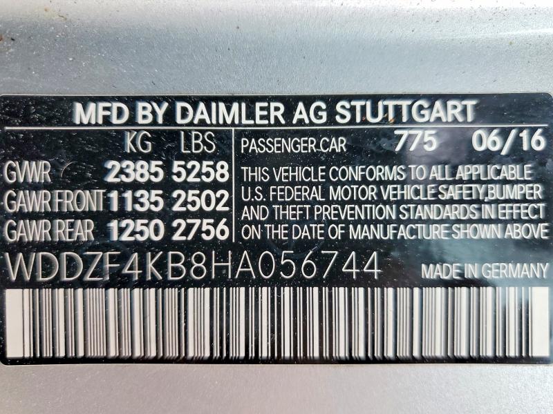 41591916 :رقم المزاد ، WDDZF4KB8HA056744 vin ، 2017 Mercedes-benz E مزاد بيع