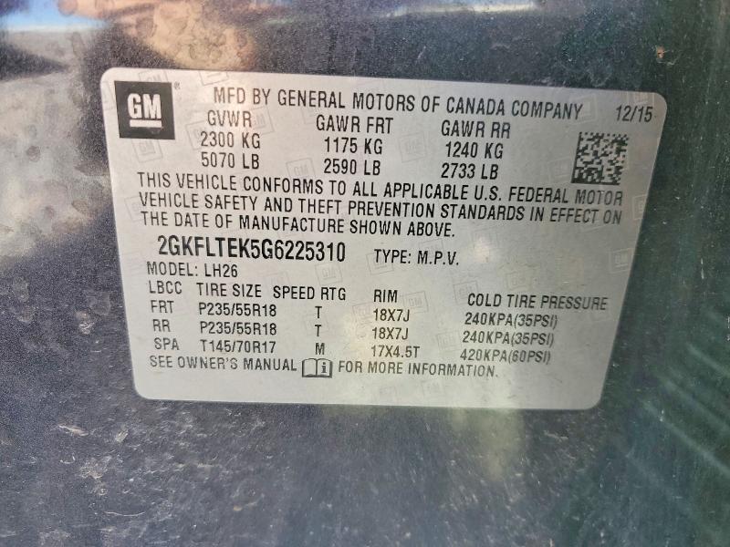 Продаж на аукціоні авто 2016 Gmc Terrain, vin: 2GKFLTEK5G6225310, номер лоту: 46655206