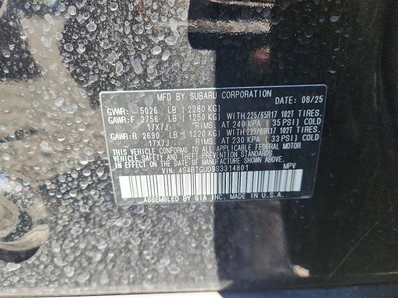 Aukcja sprzedaży 2025 Subaru Outback, vin: 4S4BTGUD9S3314801, numer aukcji: 46138366