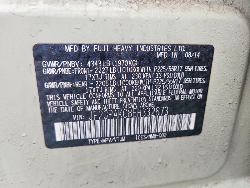 2014 Subaru Xv Crosstrek მანქანა იყიდება აუქციონზე, vin: JF2GPAKC8EH332673, აუქციონის ნომერი: 79456865
