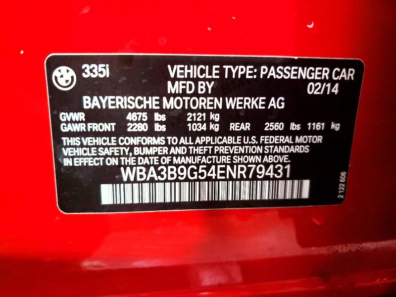 Продажа на аукционе авто 2014 Bmw 335, vin: WBA3B9G54ENR79431, номер лота: 47477296