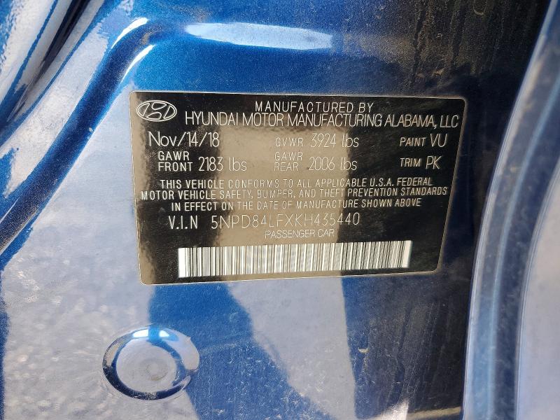 46297416 :رقم المزاد ، 5NPD84LFXKH435440 vin ، 2019 Hyundai Elantra مزاد بيع