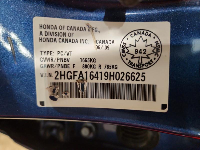 Aukcja sprzedaży 2009 Honda Civic, vin: 2HGFA16419H026625, numer aukcji: 41827386