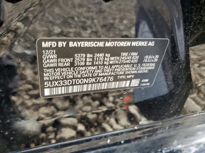 Aukcja sprzedaży 2022 Bmw X4, vin: 5UX33DT00N9K76476, numer aukcji: 46290626