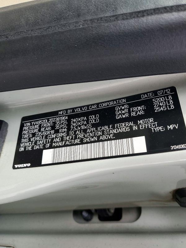 48211166 :رقم المزاد ، YV4952DL2D2381964 vin ، 2013 Volvo Xc60 مزاد بيع