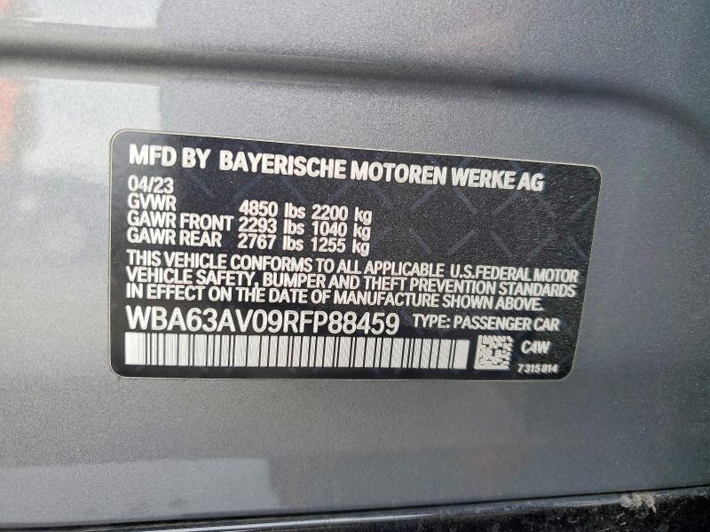 Продаж на аукціоні авто 2024 Bmw 430i, vin: WBA63AV09RFP88459, номер лоту: 47834596
