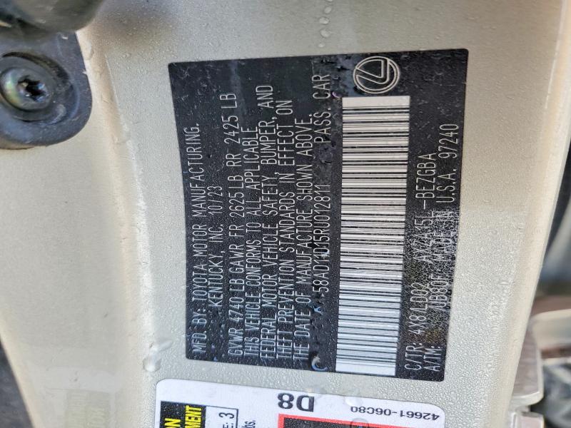 79728855 :رقم المزاد ، 58AD11D15RU012811 vin ، 2024 Lexus Es 250 مزاد بيع