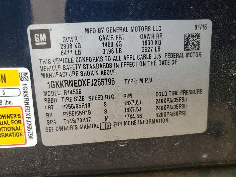 Продажа на аукционе авто 2015 Gmc Acadia, vin: 1GKKRNEDXFJ265796, номер лота: 48168026