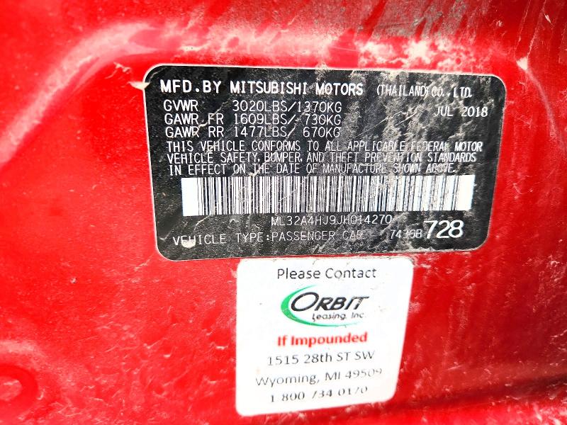 Aukcja sprzedaży 2018 Mitsubishi Mirage, vin: ML32A4HJ9JH014270, numer aukcji: 46831576