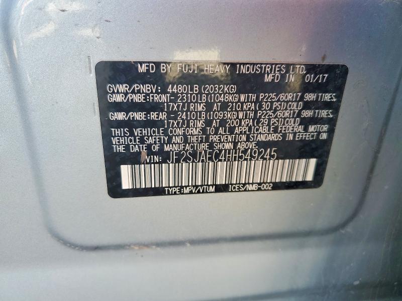 2017 Subaru Forester მანქანა იყიდება აუქციონზე, vin: JF2SJAEC4HH549245, აუქციონის ნომერი: 46334436