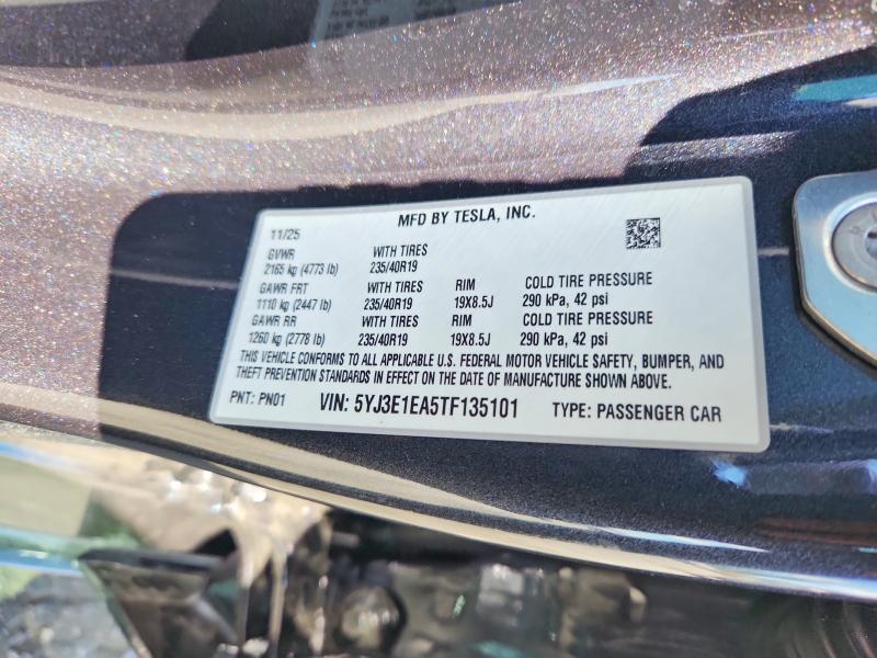 Aukcja sprzedaży 2026 Tesla Model 3, vin: 5YJ3E1EA5TF135101, numer aukcji: 79668955