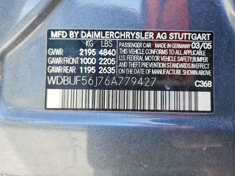 Продажа на аукционе авто 2006 Mercedes-benz E, vin: WDBUF56J76A779427, номер лота: 46350496