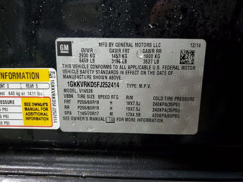 Aukcja sprzedaży 2015 Gmc Acadia, vin: 1GKKVRKD5FJ252414, numer aukcji: 46649016