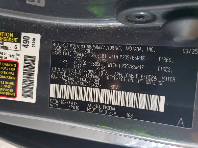 Auction sale of the 2025 Toyota Sienna, vin: 5TDKRKEC6SS254373, lot number: 46028866