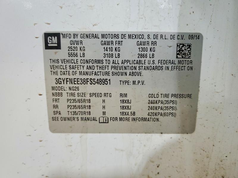 79994635 :رقم المزاد ، 3GYFNEE38FS548951 vin ، 2015 Cadillac Srx مزاد بيع