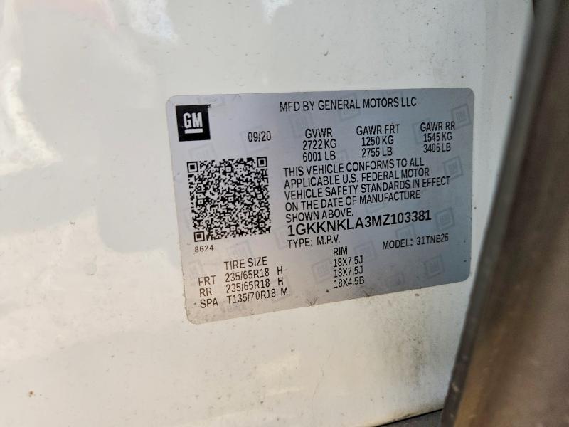 Aukcja sprzedaży 2021 Gmc Acadia, vin: 1GKKNKLA3MZ103381, numer aukcji: 47416946