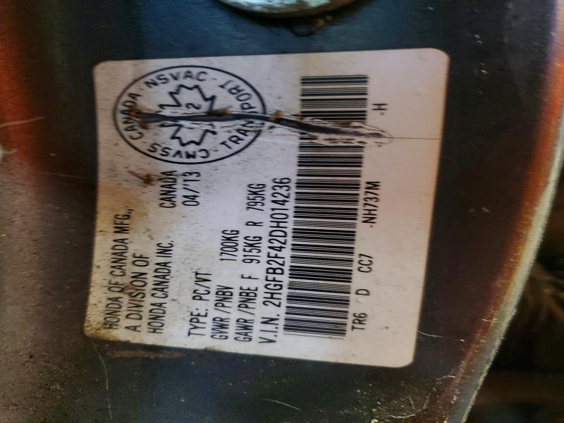 78218095 :رقم المزاد ، 2HGFB2F42DH014236 vin ، 2013 Honda Civic مزاد بيع