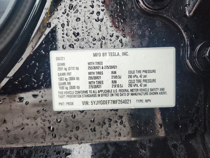 Aukcja sprzedaży 2021 Tesla Model Y, vin: 5YJYGDEF7MF264021, numer aukcji: 78742195