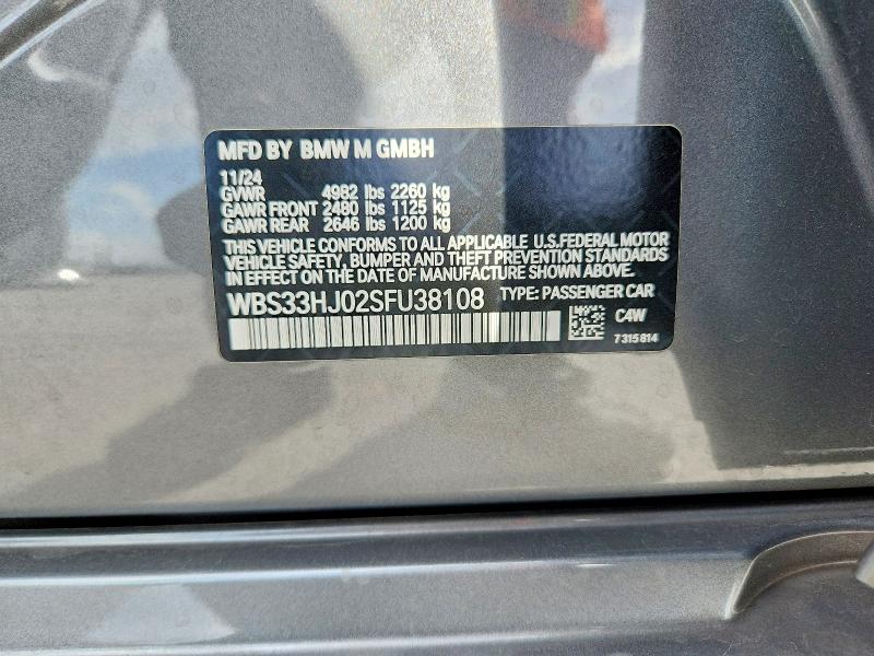 Aukcja sprzedaży 2025 Bmw M3, vin: WBS33HJ02SFU38108, numer aukcji: 48359256